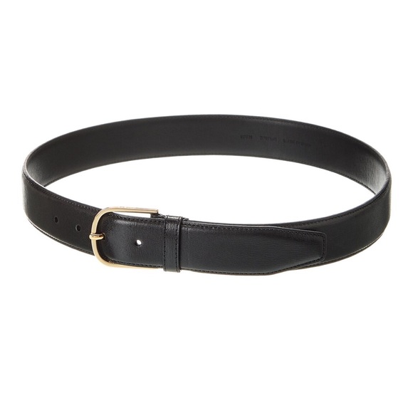 Toteme Leather Belt has rounded buckle in gold-tone metal for a classic appeal.